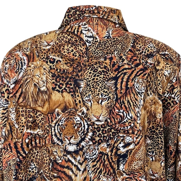 Vintage The Shell Game Animal Print Bomber Jacket Womens Size M Oversized Unisex - Picture 7 of 10